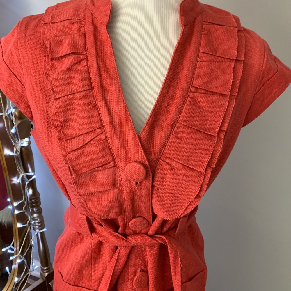 Anthro’s Tabitha Belted Ruffle Button Jacket - image 4